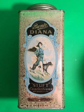 Vintage Bunte Diana Stuft Confections Advertising Tin