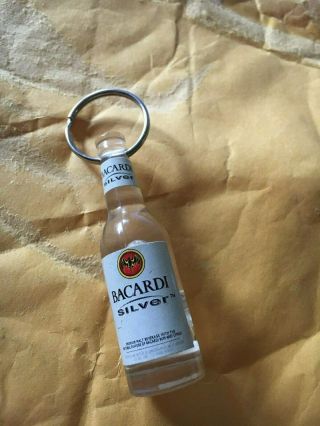Bacardi Silver Plastic Bottle Key Chain With Bottle Opener