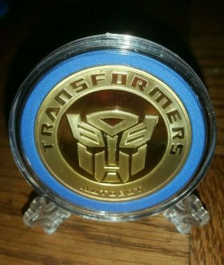 Transformers Autobot Gold Plated 40mm Coin With Holder Nm/mint