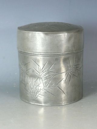 CHINESE SWATOW PEWTER TEA CADDY E20THC 4