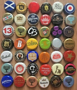42 X Beer Bottle Crown Caps Tops Various Designs.  Collectable Crafts.  22