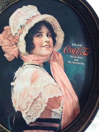 Vintage 1972 Coca - Cola Metal Oval Serving Tray 1914 Betty Girl 2