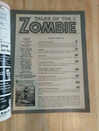 Tales of the Zombie 1 (1973,  Marvel) 8.  0; Cover by Vallejo 3