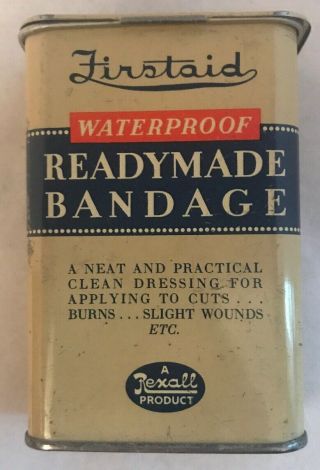 Rexall Product - First - Aid - Waterproof Readymade Bandage Vintage Medical Tin