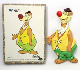 1958 Windy Bear Ceramic Wall Figurine Napco Woody Woodpecker Walter Lantz Vtg