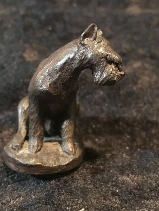Vintage Airedale Terrier Dog Figurine Metal Bronze Or Brass