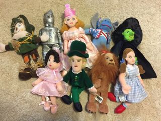 Set Of 9 Warner Brothers Wizard Of Oz Beanie Babies Plush Dolls