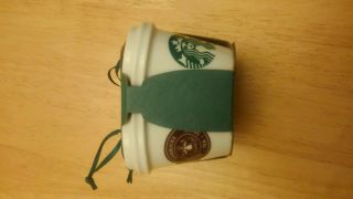 Starbucks White Cup Logo Mini Travel Mugs Christmas 4PacK Ornaments 2.  5 