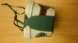 Starbucks White Cup Logo Mini Travel Mugs Christmas 4PacK Ornaments 2.  5 