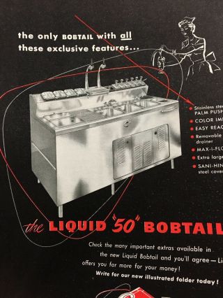 1953 Liquid Carbonic 50 Bobtail Vintage Ice Cream Soda Fountain Trade Print Ad