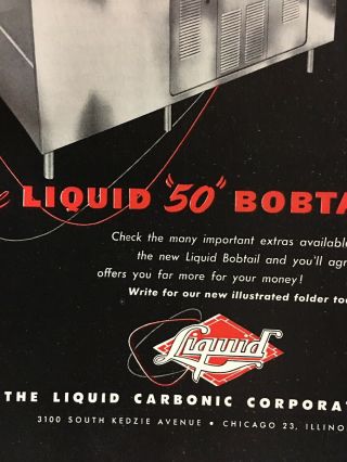 1953 Liquid Carbonic 50 Bobtail Vintage Ice Cream Soda Fountain Trade Print Ad 3