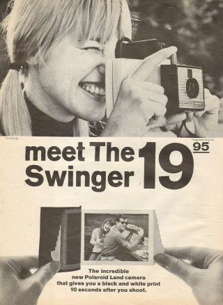 1966 Vintage Advertisement Polaroid Land Cameras The Swinger Only 19.  95 062516