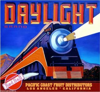 Los Angeles Daylight Locomotive Train Orange Citrus Fruit Crate Label Art Print
