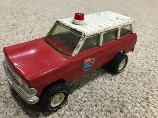 Vintage Tonka Red Metal Interstate Safety Patrol Stickers Rare Jeep Wagoneer