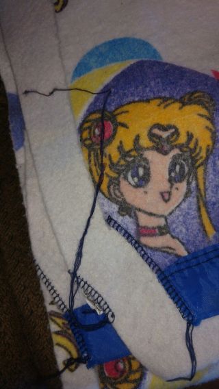 Sailor Moon 1995 Flannel Blanket - Made in the USA - Satin Trimmed 2