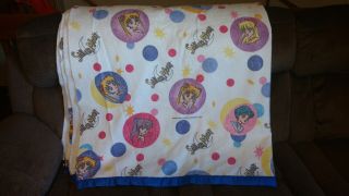 Sailor Moon 1995 Flannel Blanket - Made in the USA - Satin Trimmed 6