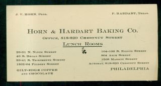 1902 Horn & Hardart Baking Co.  Philadelphia Lunch Rooms Business/ad Card