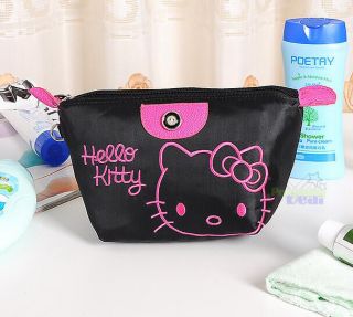 Cute Hello Kitty Cosmetic Make - Up Case Hand Bag Black