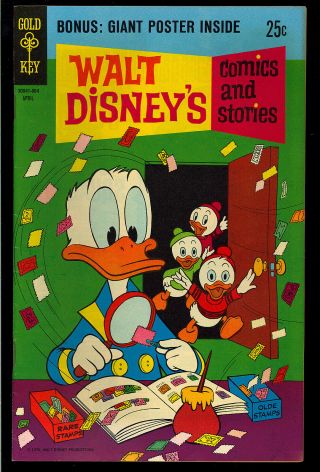 Walt Disney’s Comics & Stories 355 (with Poster) Carl Barks Art 1970 Vf -