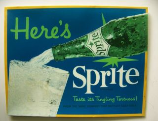 Plastic Sprite Soda Advertising Sign Taste Tingling Tartness 1960s Vintage