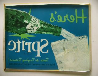 Plastic Sprite soda advertising sign TASTE TINGLING TARTNESS 1960s vintage 2