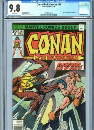 Conan The Barbarian 66 Cgc 9.  8 White Pages Marvel Comics 1976