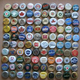 100 Mixed Different Worldwide Beer Bottle Caps
