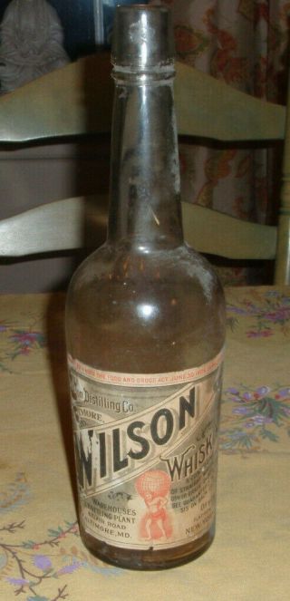 C 1907 Wilson Distilling Whiskey Bottle Baltimore Maryland Flatiron Building Ny