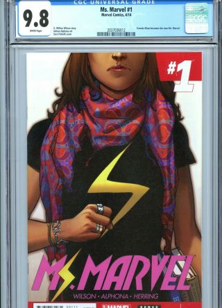 Ms.  Marvel 1 Cgc 9.  8 White Pages Kamala Khan Becomes Ms.  Marvel 2014