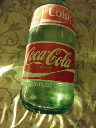 Vintage Coca Cola Bottle 2 Liter 67.  6 Fl Oz Green Glass With Cap