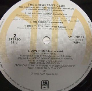 The Breakfast Club Motion Picture Soundtrack 1985 LP Vinyl Japan OBI 5
