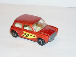 Vintage Matchbox Superfast 29 Racing Mini Cooper Blue Light Special