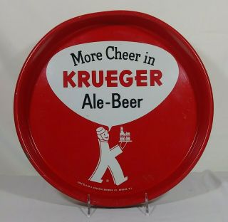 Old Krueger Beer Tin Serving Tray Krueger Brewing Co.  Newark Jersey Nj K Man