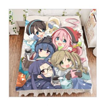 Anime Yuru Camp Kagamihara Nadeshiko Blanket Bedsheet Momota Kaito Fleece 59x79 "