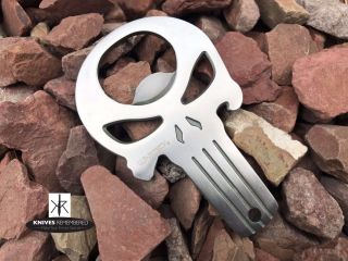 Punisher Skull Edc Bottle Opener Self Defense Key Chain Multi Functional Silver