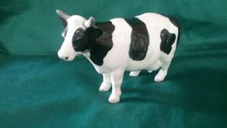 Vintage Lefton Porcelain Figurine Black & White Holstein Dairy Cow Tag Date 1985
