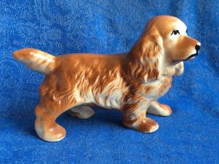 Vintage Porcelain Miniature Cocker Spaniel Figurine Red Or Blonde Dog