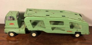 Vintage Mini Tonka Car Carrier Truck Trailer Green 18” No 96 Pressed Steel Toy