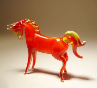 Blown Glass Figurine " Murano " Animal Small Red Horse