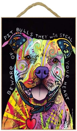 Pitbull Sign - Beware Of Pitbulls They Will Steal Your Heart 7 X 10.  5
