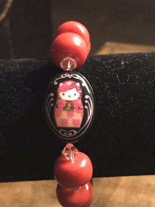 Tarina Tarantino Hello Kitty Pink Head Russian Nouveau Red Bracelet - Rare