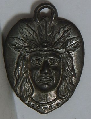 Vint 1920 Cracker Jack Metal Indian Head Charm Rare