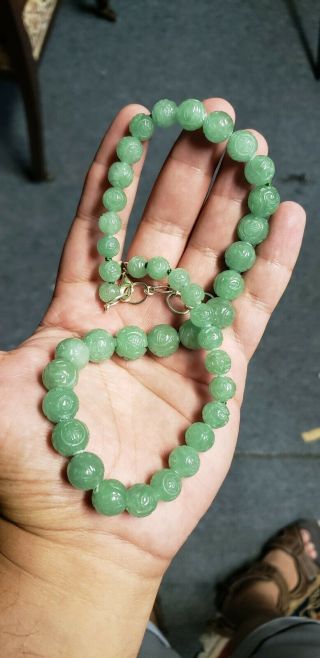 Wonderful Antiques Chinese Cavred Jade Beads Necklace