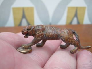 Cold Painted Miniature Bronze Of A Chinese Wealth Tiger 2