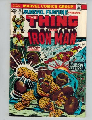 Marvel Feature 12 Early Thanos Thing,  Iron Man Marvel Comic 1973 Starlin Fvf