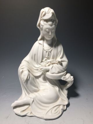 Chinese Blanc De Chine Porcelain Figure Of Seated Kuan Yin