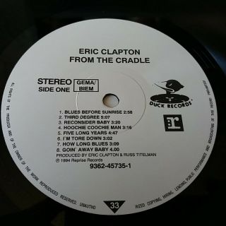 Eric Clapton - From the Cradle - Vinyl LP Rare Europe 1st Press EX,  /NM 5