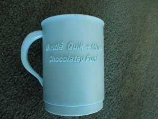 Vintage Nestle Quik Plastic Cup / Mug Blue Skating Bunny Hot Cocoa 4
