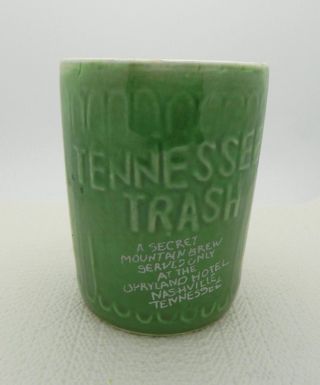 Opryland Hotel Tennessee Trash Secret Brew Ceramic Souvenir Green Mug Cup