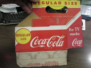 Vintage - Coca - Cola Regular Size - For Tv Snacks - Cardboard 6 Pack Holder